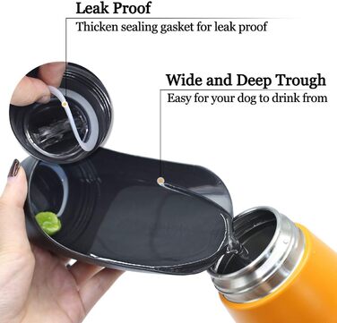 Фляга для води для собак VIVAGLORY Pawhike, 750 мл, нержавіюча сталь, портативна, оранжева