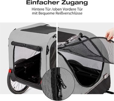 Причіп для собак CXWXC 2-в-1: велосипедний причіп та візок для собак з амортизаторами, сірий, вантажопідйомність 40 кг