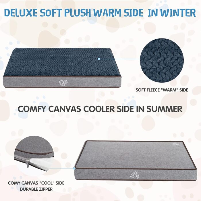 Водонепроникне лежанка для собак у коробку Vankean, знімний, пральний чохол (прохолодний та теплий), середній розмір, морської колір