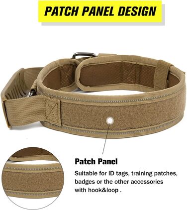 Тактичне нашийник для собак з ручкою та поводок, військовий нашийник з м'якою підкладкою з нейлону, регульований нашийник для середніх та великих собак (M, камуфляж)