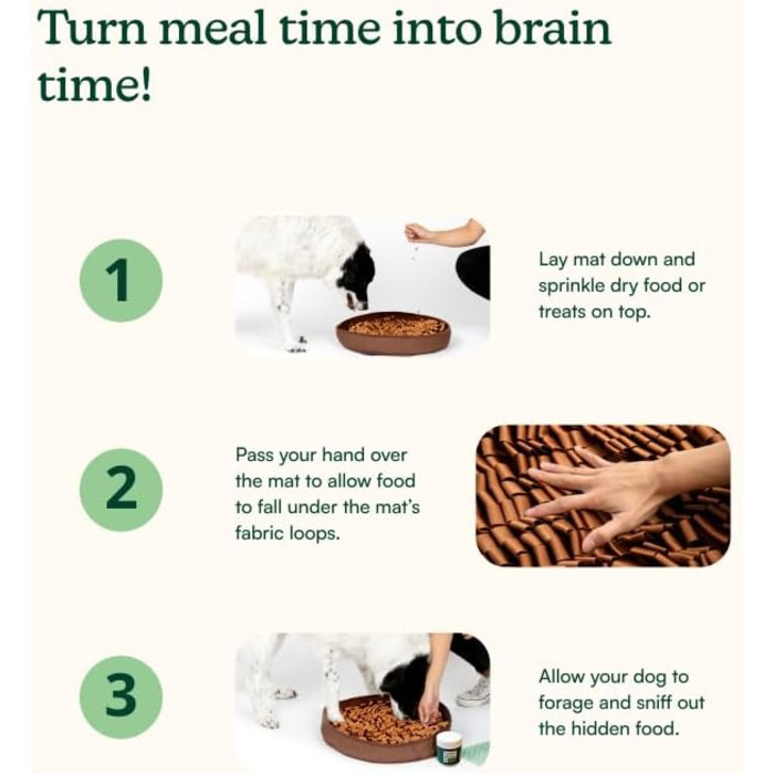 Набір для збагачення Reggie для собак: інтерактивна килимок та іграшковий м'яч проти швидкого поїдання, нудьги та стресу. Підходить для всіх вікових груп. Колір: коричневий килимок, зелений м'яч