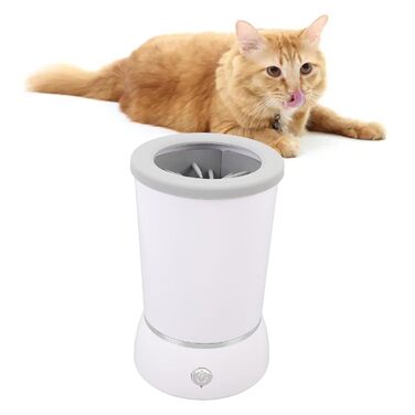 Автоматичний очисник лап для собак, портативний мийник лап для домашніх тварин з 2 швидкостями, м'які силіконові щетинки, перезаряджається, вбудований акумулятор 800 mAh, білий