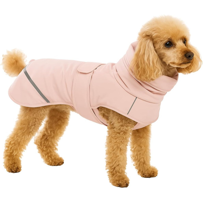 Зимовий теплий одяг для собак Flamingo Cujo Rosa, XXS (30 см), поліестер, водовідштовхуючий, з відбиваючими смужками, клямками, для собак