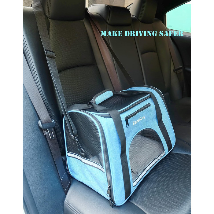 Трансформер-переноска для котів, кошенят, собак, цуценят ZaneSun, блакитна, для подорожей літаком, з сіткою, витривала