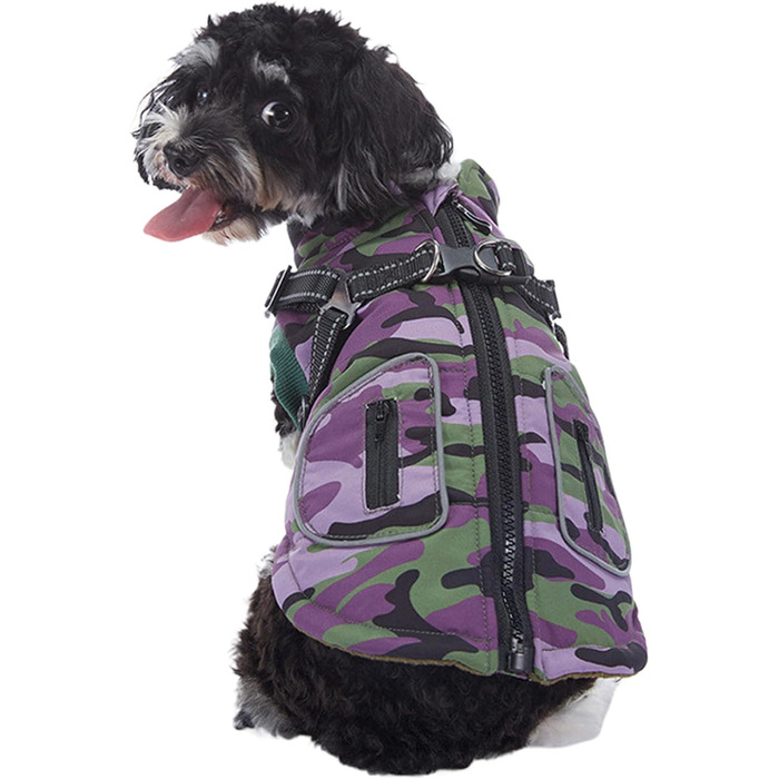 Зимова куртка для собак з інтегрованим шлейкою, світловідбиваючими смугами, розмір XXL (XL)