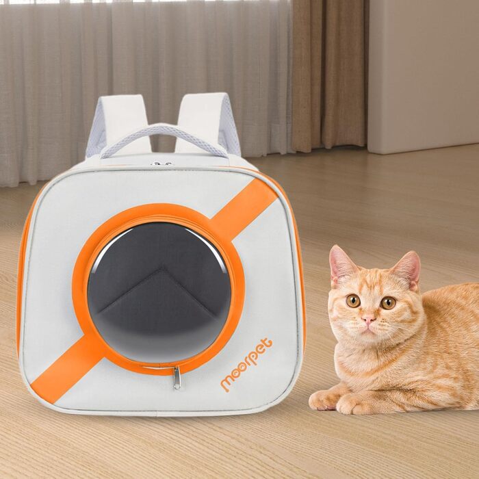 Рюкзак для тварин Kowaku: зручний переносник для собак та котів з вікном та ременем, оранжевий
