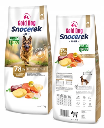 Сухий беззерновий корм для собак Gold Dog Snocerek з яловичиною, без птиці, 12 кг