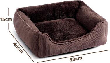 Ліжко для котів та собак Hollypet (50x45x15 см) - м'яке, дихаюче, кава