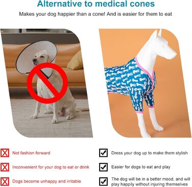 Піжама для собак LovinPet Pitbull, розмір M: блакитний піжамний костюм з принтом восьминога, зручний та легкий для великих собак