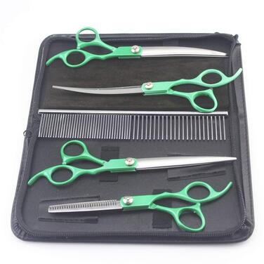 Набір для стрижки собак WYGC: професійні ножиці для грумінгу собак та котів (зелені)