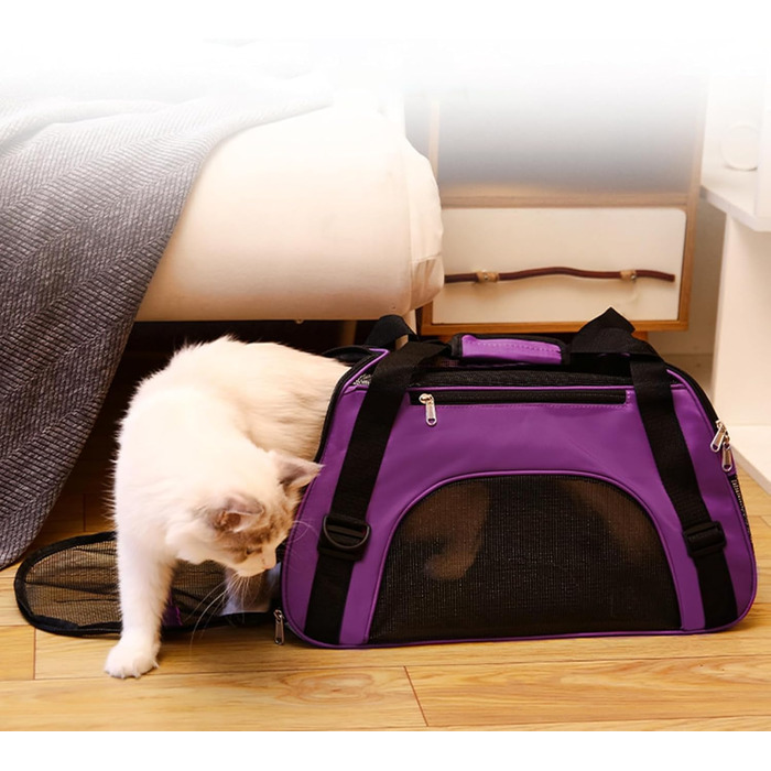 Транспортна переноска для котів та собак, дихаюча багатофункціональна сумка для подорожей, прогулянок, походів та активного відпочинку (пурпурова)