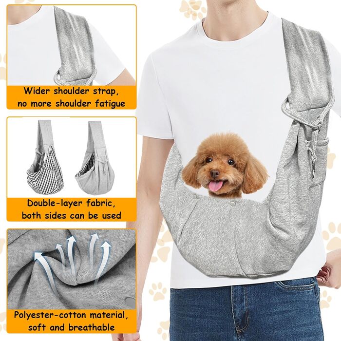 Сумка-переноска для собак, сіра переноска для середніх собак, маленьких собак та котів, переноска для цуценят з пряжкою, двостороння переноска для прогулянок на відкритому повітрі, подорожей, покупок