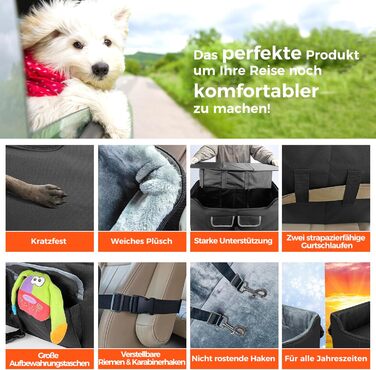 Автокрісло для собак Babenest, чорне, L - стабільне, для кількох тварин, з ременями безпеки