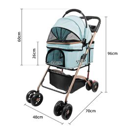 Візок для собак 3 в 1, складний, для маленьких собак та котів, знімний кошик, візок для дітей, сітчасте вікно, оксфордська тканина, до 20 кг (зелений)