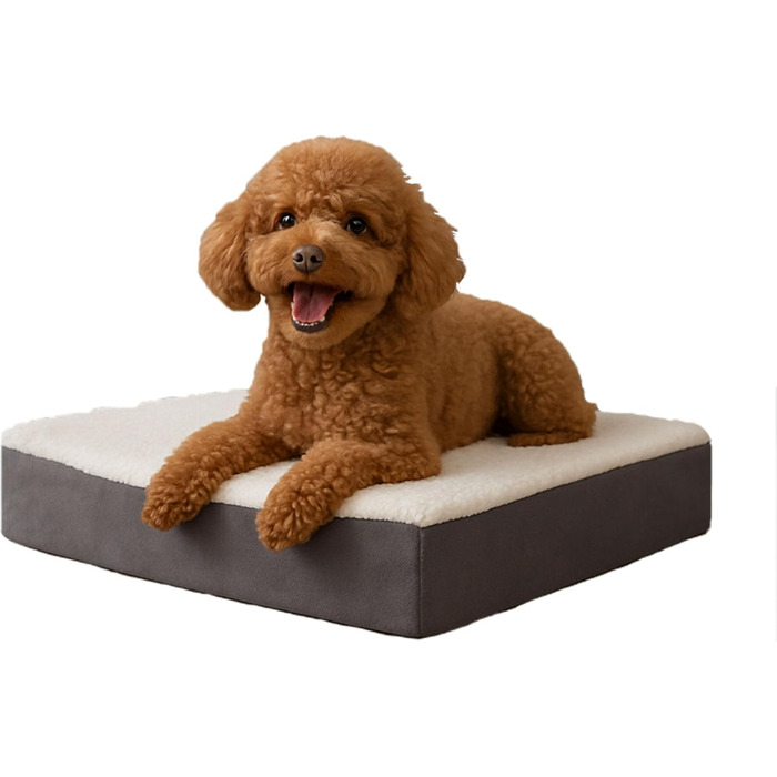 Ортопедичне ліжко для собак Petmaker, 2-шарове, з піною з пам'яті, матрац для тварин з знімним чохлом Sherpa, для великих собак до 45,4 кг (51 x 38 x 10 см, сірий)