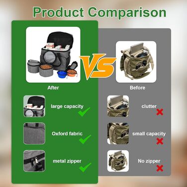 Транспортна сумка для собак та котів на 2 собак, для подорожей, з місткими кишенями та складаними мисками