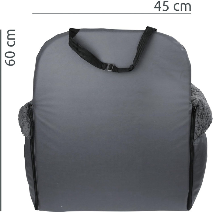 Автокрісло для собак GEAR Frontera – ортопедичне ліжко/кошик для собак, з ременем безпеки, знімний чохол, для маленьких та середніх собак, на передні та задні сидіння, з м'якого тедді