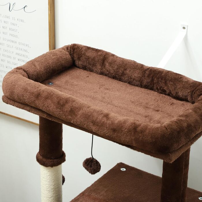 Котячий комплекс PawHut 132 см з когтеточкою, платформами, кулями та килимком, коричневий (55x44x132 см)