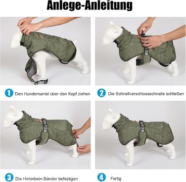 Зимовий одяг для собак FeimaX: теплий, вітронепроникний зимовий одяг для середніх та великих собак. Відображаючий, регульований жилет для тварин з кільцем D (зелений, 6XL)