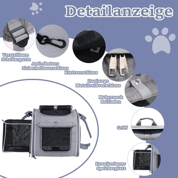 Корзина для собак на велосипед Cnwinu, передня, розширювана, складна, з 4 дверцятами та сітковими вікнами, для маленьких та середніх собак та котів