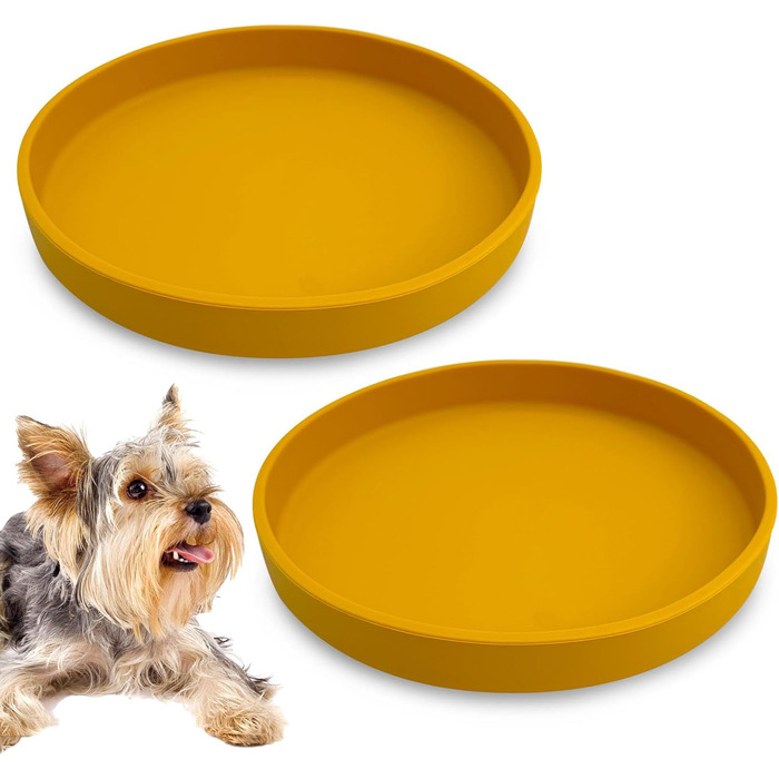 Миски для котів Apatal: силіконові, неслизькі, жовті, 2 шт. (діаметр 18 см)
