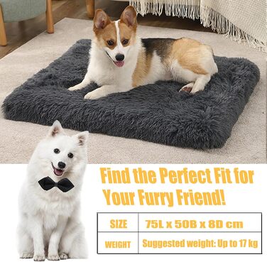 М'яке ліжко для собак середніх порід та котів, 75 x 50 x 8 см, темно-сірий колір