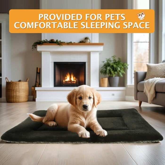 Килимок для собак PET SPPTIES: м'який, теплий, миючий, двосторонній, 61x41 см, темно-зелений