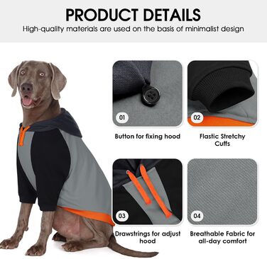 Теплий капюшонний светр AOFITEE для великих собак, рожевий, розмір L (XXX-Large, сірий)