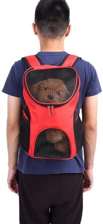 Рюкзак для тварин, регульований, для собак і котів, з вентиляційною сіткою, 25 x 30 x 35 см (червоний)