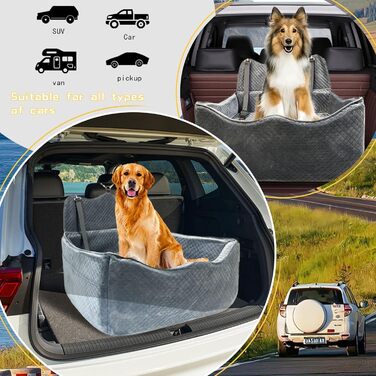 Автокрісло для собак: безпечне та зручне, велике, сірого кольору. Розбірне, для маленьких та середніх собак