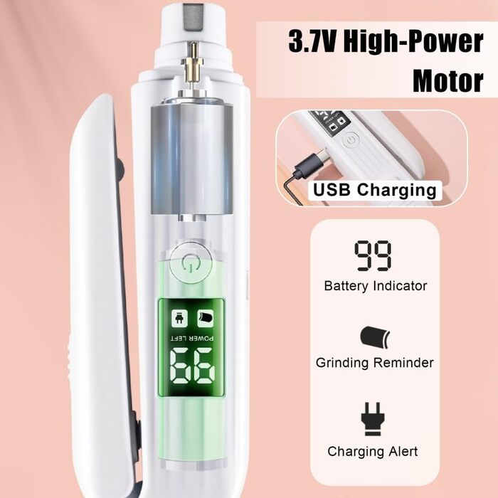 Електричний триммер для когтів тварин MiOYOOW з LED-підсвічуванням, акумуляторний, для котів та інших порід