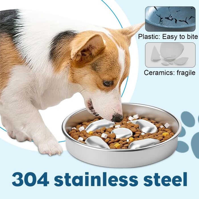 Миска для собак зі нержавіючої сталі, Slow Feeder, Ø 21 см, протиковзна, для повільного годування, проти запобігання поглинання, для полегшення травлення, проти газоутворення, колір 1
