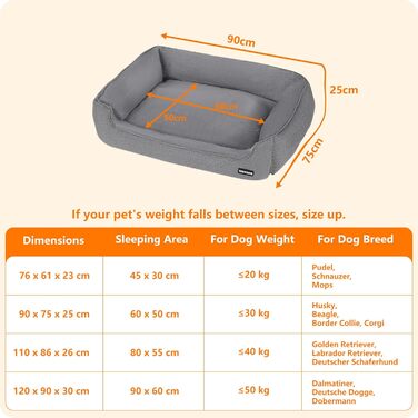 Крісло-ліжко для собак, ліжко для собак, подушка для собак, корзина для собак. Знімне та пральне, світло-сірий колір, 90 x 75 x 25 см