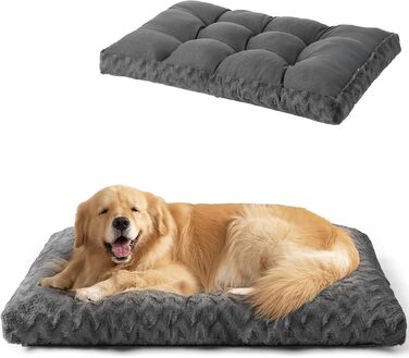 Килимок для собак великих порід EHEYCIGA, 104x68 см, XL, штучне хутро та льон, темно-сірий