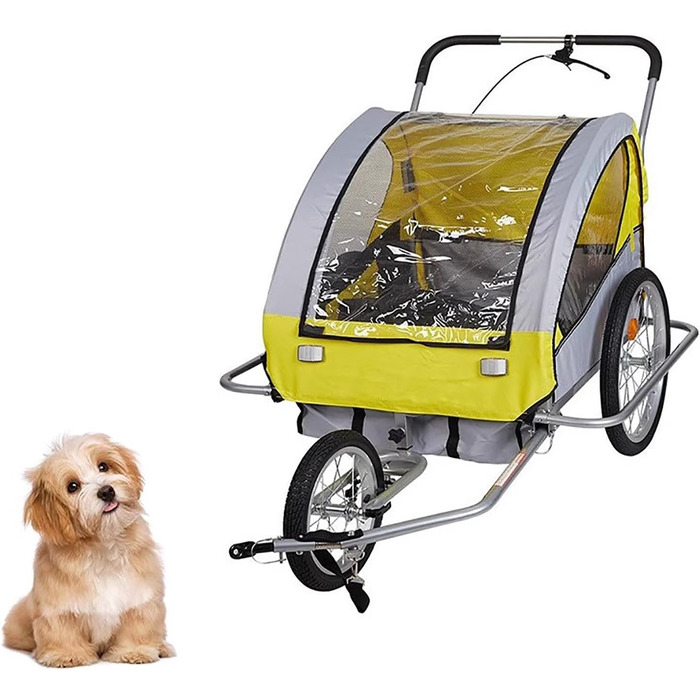 Причіп для велосипеда з собакою, для дитячої коляски, з амортизацією, світловідбивачами, вантажопідйомністю 40 кг, сірий