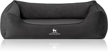 Ортопедичне собаче ліжко Knuffelwuff Jona з велюру S | Memory Foam | Знімний, пральний чохол | Для суглобів, тепле, довговічне | Підходить для собак малого, середнього та великого розміру (70 x 50 x 20 см, Антрацит)