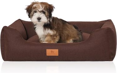 Ліжко для собак Knuffelwuff Lotte з велюру, знімний чохол, пране, коричневе, XXL 120x85 см, для великих, середніх і малих собак