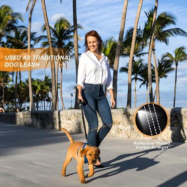 Регульований 3-в-1 нашийник для собак, стягуючий поводок з еластичним амортизатором, міцний, безпечний для автомобіля, фіксатор для собак