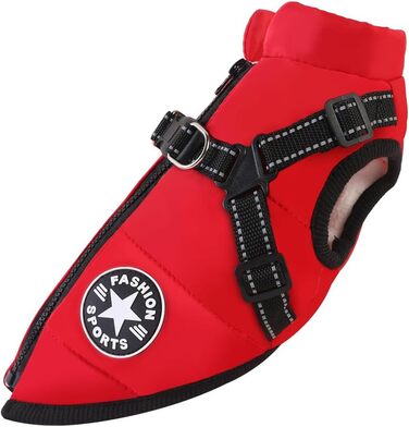 Водонепроникний собачий теплий зимовий костюм NordseePfoten з інтегрованим шлейкою та світловідбиваючими елементами (XL, Червоний)