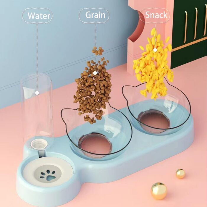 Автоматичний поїльник для котів та собак | Набір мисок з водопоїнням | Безпечний, знімний, BPA-Free (Блакитний)