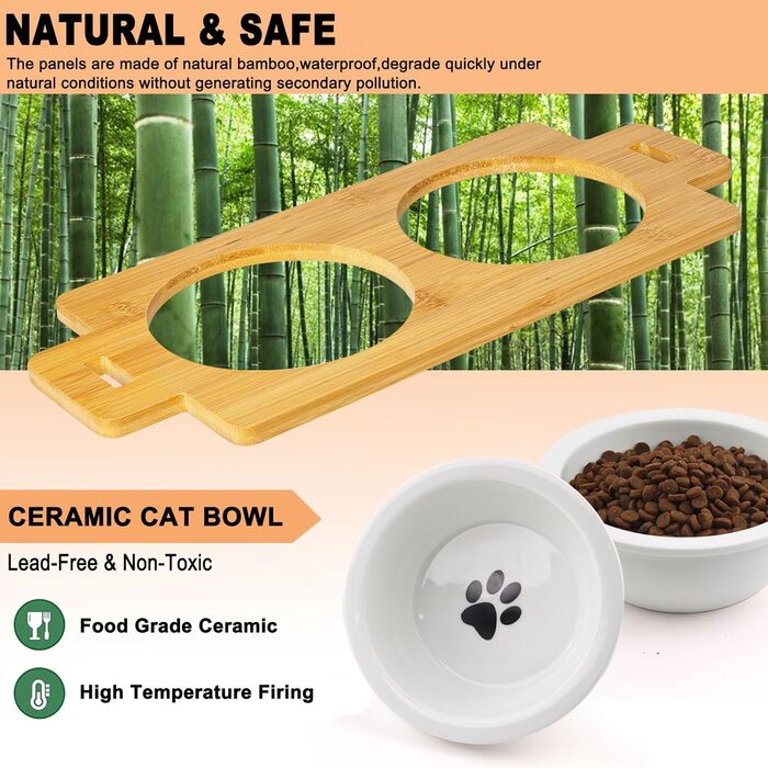 Миска для котів, піднята керамічна миска для котів та маленьких собак, набір мисок для котів та собак, миски для котів (включно зі стійкою)