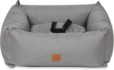 Автокрісло для собак NYVIPet Julian 56x51 см - водовідштовхувальне, з повідком та кріпленням для авторемня - для маленьких собак. Максимальний комфорт, Oeko-TEX сертифікація (Сірий)