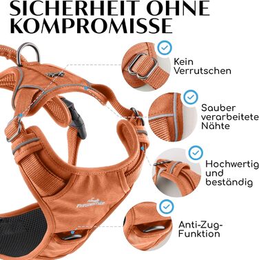 Шлейка для собак Freudentier з м'якою сітчастою підкладкою - максимальний комфорт, надійна фіксація та безпека - антирізний передній кілечко - нагрудник для великих, середніх та маленьких собак (Помаранчевий, L) L Помаранчевий