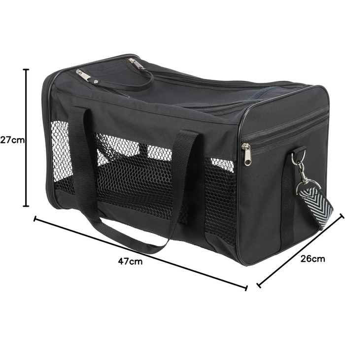 Траспортна сумка для собак TRIXIE Ryan – 47 x 26 x 27 см – до 6 кг – з верхнім доступом, знімний ремінь та повідком, кишеня, знімна підкладка