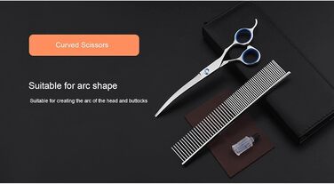 Набір для грумінгу собак: професійні ножиці з нержавіючої сталі, гребінець, прямі та зігнуті ножиці для собак та котів