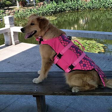 Спасальний жилет для собак Izefia, XL, модель 'Морська русалка' (рожевий)