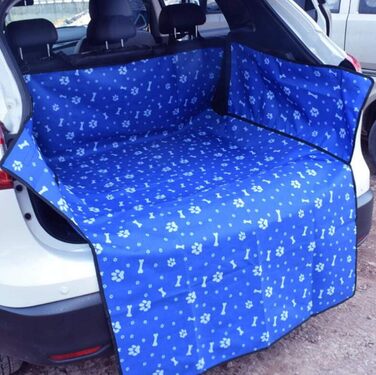 Захисна вологостійка підстилка для багажника авто з боковими захистами для собак (184x105x33 см, блакитна)