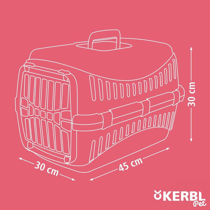 Kerbl Pet Transportbox Expedion: переноска для тварин 45x30x30 см, для котів, собак, кроликів до 10 кг, пластик, зелено-сіра