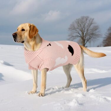 Теплий в'язаний пуловер для собак Куосер з рожевим коміром - зручний та м'який одяг для маленьких собак, підходить для зимового використання в приміщенні та на вулиці