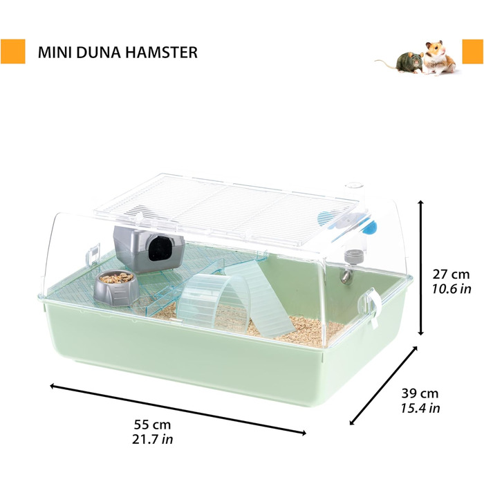 Клітка для хом'яків Ferplast MINI Duna (біла) - двоповерхова, з вентиляцією та прозорим дахом, 55x39x27 см